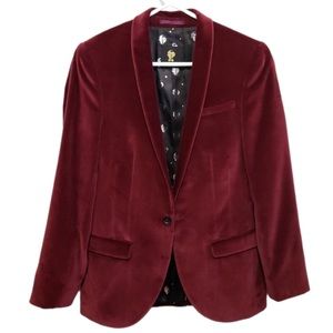 Noose&Monkey Pollock Crushed Red VelvetJacket, Size 36R